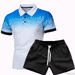 Men's Slim Fit Polo Shirt Gradient Color 3D Printed With Lapel New Spring/Autumn Top Tee_viptrois.com