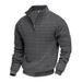 Men's Jacquard Checker Half-Zip Henley Sweatshirt – Oversized Streetwear Pullover With Tactical Pockets (95% Polyester + 5% Spandex, S-XXXL)_viptrois.com