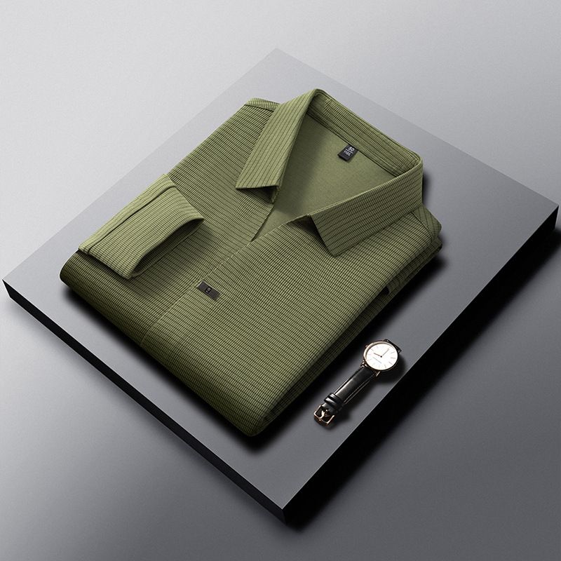 Men's Slim Fit V-Neck Long Sleeve T-Shirt - Solid Color Business Casual Top For Young Professionals_viptrois.com
