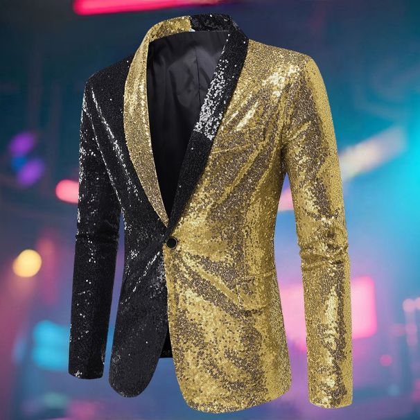 Loom European And American Performance Dress Gold Sequin Couple Matching Suit Nightclub Men's Host Emcee Studio Jacket_viptrois.com