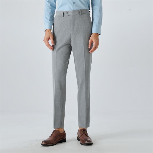 Men's Slim-Fit Dress Pants, Business Casual, Wrinkle-Free, Straight-Leg, Korean Style, Office & Smart Outing (Black/Charcoal/Khaki/Navy)_viptrois.com