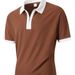 Men's Contrast Color Short-Sleeve Polo Shirt – Breathable Half-Zip Streetwear Tee (White/Black/Pink/Red/Blue/Charcoal/Brown) – S-XXL_viptrois.com