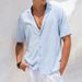 Men's Clothing Spring And Summer New Deep V Design Lapel Shirt Men's Casual Basic Solid Color Tops_viptrois.com