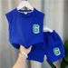 Mother & Kids New Boys Vest Suit Children's Stylish Baby Domineering Summer Boy Children's Summer Two Piece Suit_viptrois.com