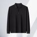 Men's Slim Fit V-Neck Long Sleeve T-Shirt - Solid Color Business Casual Top For Young Professionals_viptrois.com