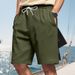 Men's Clothing Summer Casual Sports Wool Button Sports Casual Beach Solid Color Shorts_viptrois.com