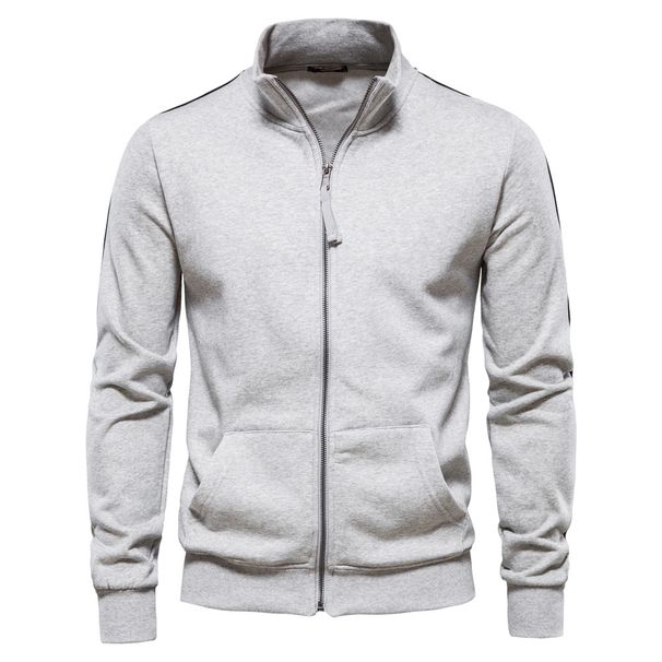 Men's Clothing Autumn And Winter Stand Up Collar Zipper Long Sleeved Sweatshirt Cross Border Versatile Men's Sports Contrast Color Casual Cardigan_viptrois.com