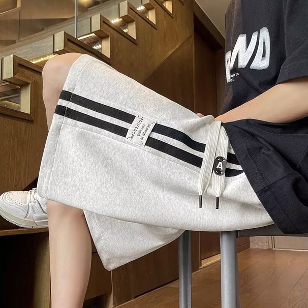 Men's Striped Athletic Shorts Color Block Design Summer High Street Style Trendy Brand Versatile Casual Mid-Length Five Point Pants_viptrois.com
