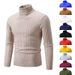 Men's Retro High Neck Sweater - Slim Fit Knit Pullover For Layering In Solid Colors (White, Black, Wine Red & More)_viptrois.com