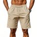 Men's Summer Casual Loose Shorts Straight Leg Linen Beach Sports Pants Style_viptrois.com