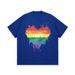 Men's Clothing High Street Short Sleeved Men's Niche Design Couple Rainbow Love Print T Shirt Summer Ins Retro Five Point Sleeves_viptrois.com