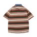 Men's Clothing Retro Striped Short Sleeved Polo Shirt For Men And Women In Summer Trendy Brand Loose Bf Couple Cotton Short Sleeved T Shirt Tops_viptrois.com