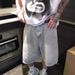 Men's Clothing Niche Old Washed High End Denim Shorts Men's Summer Slim Straight Shorts Retro Mid Length Pants_viptrois.com