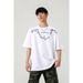 2025 Summer New Printed Couple Short Base Shirt American High Street Loose Casual Half Sleeved T-Shirt For Men_viptrois.com