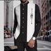Men's Long Sleeved Shirt Set Y2 Ethnic Style Stand Collar Fashionable Striped Print New Autumn Collection_viptrois.com