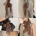 High Versi French Brown Lg Striped For Women Spring Summer Versatile Neck Tie Thin Elegant Accessory Silk Scarf_viptrois.com