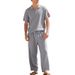 Summer Loose Men's Beach Linen Breathable Casual Large Size Lapel Independence Day Trousers Suit_viptrois.com