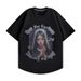 High street hip-hop character print short sleeved men's trendy brand loose couple casual t-shirt_viptrois.com