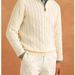 Men’s Semi-Zip Knit Sweater – Lightweight Business Casual Pullover With Cable Stitch (Olive/Navy/Beige, M-3XL )_viptrois.com