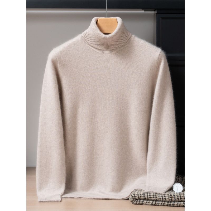Nordmann 2025 Autumn Winter New 100% Pure Cashmere Men High Collar Thick Sweater Solid Color Versatile Knitted Base Shirt_viptrois.com