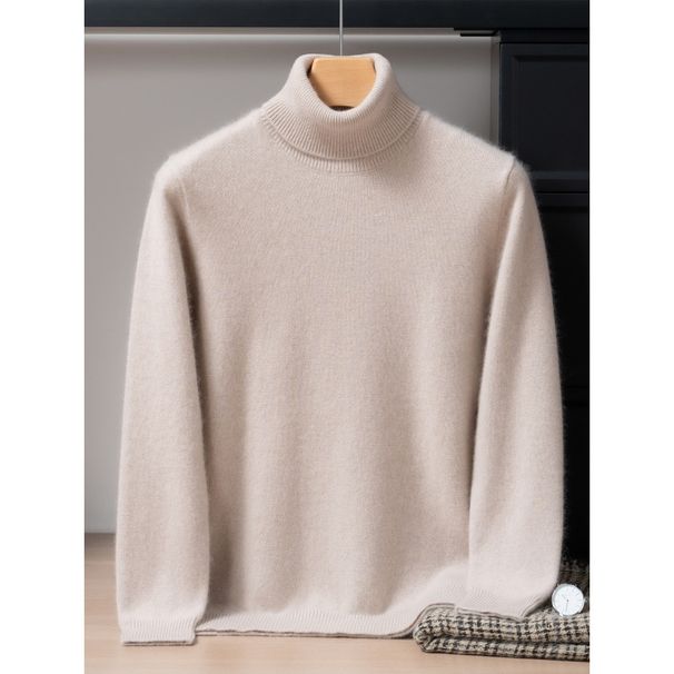 Nordmann 2025 Autumn Winter New 100% Pure Cashmere Men High Collar Thick Sweater Solid Color Versatile Knitted Base Shirt_viptrois.com