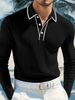 Premium Men's Long Sleeve Polo Shirt - Breathable & Stretchable Fabric, Comfort Fit, Multiple Colors For Casual & Sporty Style_viptrois.com