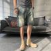 Men's Ripped Denim Shorts Summer Style Thin Loose Fit American High Street Trendy Cool Five Point_viptrois.com