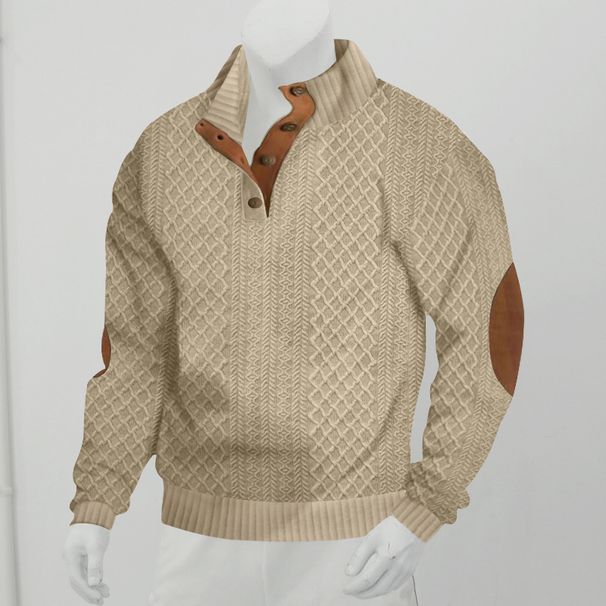 Men's Autumn Trendy Jacquard Sweatshirt - Stand Collar Long Sleeve Pullover For Casual Wear Breathable & Soft Fabric_viptrois.com
