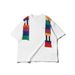 Men's Clothing Rainbow Woolen Stitching Short Sleeved T Shirt Personality Loose Casual Versatile Short Sleeved Top_viptrois.com