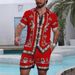 Men's Casual Loose Short Sleeved Shirt Shorts Hawaiian Suit_viptrois.com