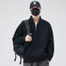 Men's Half Zip Loose Fit Pullover Hoodie, Trendy Stand Collar Sweatshirt For Spring & Autumn, Soft & Breathable Polyester Blend_viptrois.com