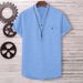 Men's Clothing Shirt Casual Short Sleeved Lapel Shirt Solid Color Men_viptrois.com