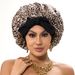 Women's Satin Sleep Cap With Leopard Print Bow - Soft Wide Headband For Hair Protection, Comfortable & Stylish Nighttime Accessory_viptrois.com