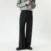 Cleanfit Men's Dress Pants Neapolitan Style Loose Fitting Black Slightly Flared Straight Leg Extended Wide Leg Trousers_viptrois.com