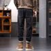 Large Size Men's Clothing Autumn And Winter New Jeans Men's Warm Towel Bottom Jeans Men's Elastic Waist Drawstring Straight Pants Men_viptrois.com