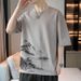 Summer T-shirt, Men's Loose Clothing, Trendy Brand Student Short Pure Cotton Ice Silk Top, Round Neck Five Quarter_viptrois.com