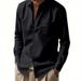 Men's Linen Casual Shirt – Breathable Button-Up Shirt With Lapel Collar (White/Black/Army Green/Khaki/Light Blue, Sizes S-XXXL_viptrois.com