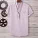 Men's Clothing Shirt Casual Short Sleeved Lapel Shirt Solid Color Men_viptrois.com
