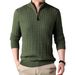 Men's Half-Zip Knit Sweater With Wool Blend, Winter Pullover For Casual & Smart Style (Gray, M)_viptrois.com