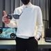 New casual semi high neck sweater men's autumn and winter trendy brand cool and slim fit knitted sweater_viptrois.com
