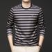 2025 Spring Men's Long Fashion Trend Autumn New Round Neck Versatile Short Sleeve Sweatshirt Base Shirt_viptrois.com