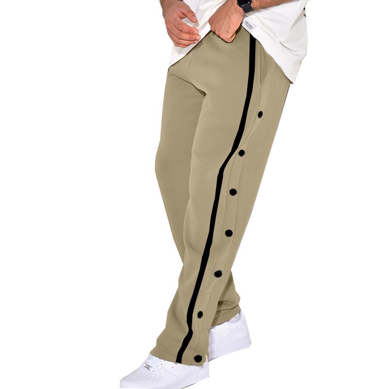 Men's Casual Sports Button Down Trousers Loose Straight Leg Drawstring Plus Size American Style Autumn New_viptrois.com