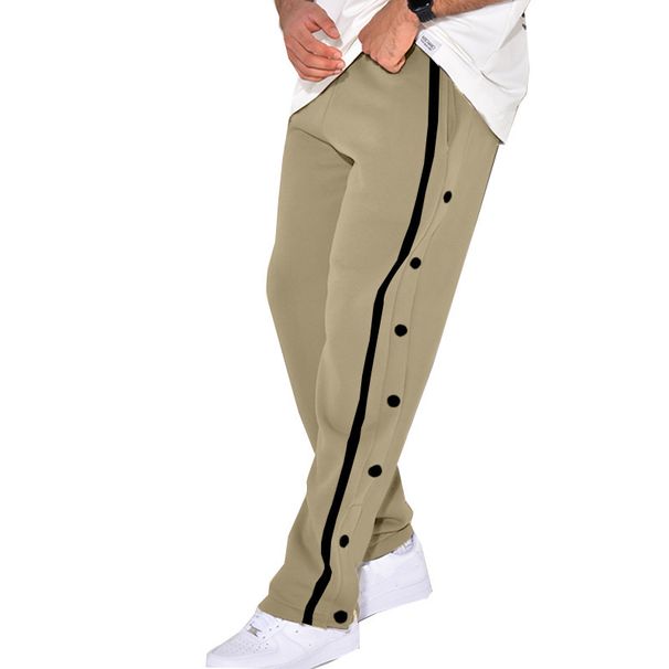 Men's Casual Sports Button Down Trousers Loose Straight Leg Drawstring Plus Size American Style Autumn New_viptrois.com
