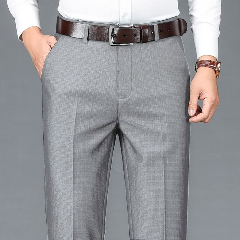 Men's Casual Quick Drying Thin Dress Pants Summer Loose Straight Leg Sports Business Formal Work Youth_viptrois.com