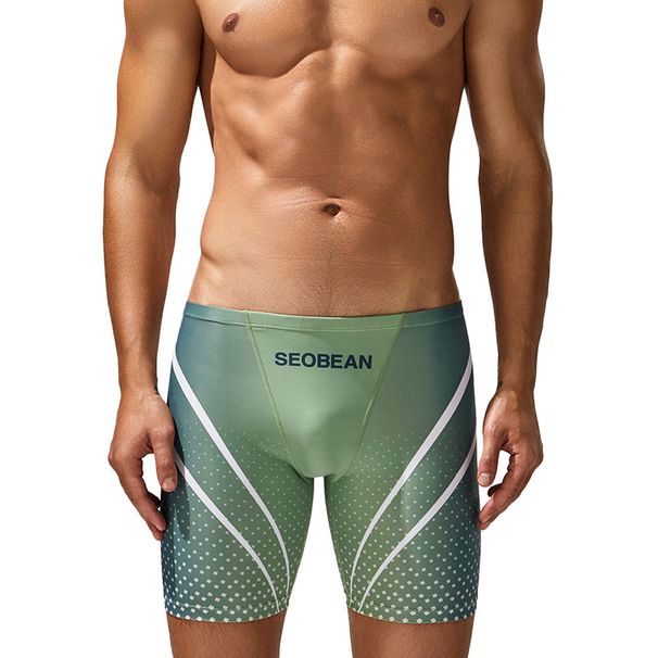 New Swimming Trunks Men's Low Waist Long Boxer Swimming Trunks Comfortable Hot Spring Pants Men's Swimsuit Wholesale_viptrois.com