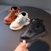 Children's autumn and winter solid color short boots boys fashion Martin boots wool mouth girls soft bottom boots single boots leather boots_viptrois.com