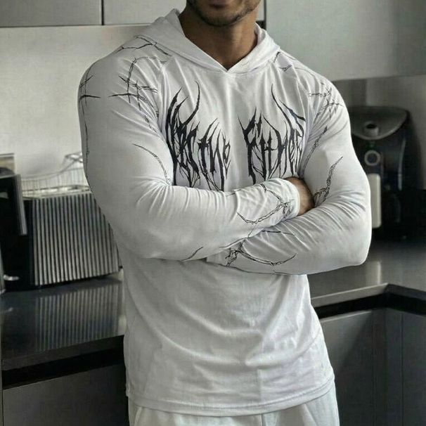 Men's Performance Hooded Long Sleeve Shirt - Moisture-Wicking, Breathable & Stylish For Running, Gym & Outdoor Activities_viptrois.com
