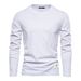 Round Neck Trendy Men's Long Sleeve Base Shirt Wholesale Pure Cotton T-Shirt Top Outerwear New Solid Color Casual Sports_viptrois.com