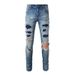 Men's Clothing ripped jeans high street fashion brand diamond jeans elastic slim fit pants_viptrois.com