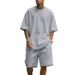 Men's Clothing Summer Large Version Sports Suit Leisure Loose Short Sleeved T Shirt Shorts_viptrois.com